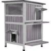 Aivituvin AIR14-1 Two Tier Wooden Cat House With Waterproof Roof & Door Flaps, Grey, Small -Trixie || Catit || Nature's Miracle Shop 812750 MAIN. AC SS1800 V1679591779