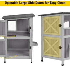 Aivituvin AIR14-1 Two Tier Wooden Cat House With Waterproof Roof & Door Flaps, Grey, Small -Trixie || Catit || Nature's Miracle Shop 812750 PT4. AC SS1800 V1679591653