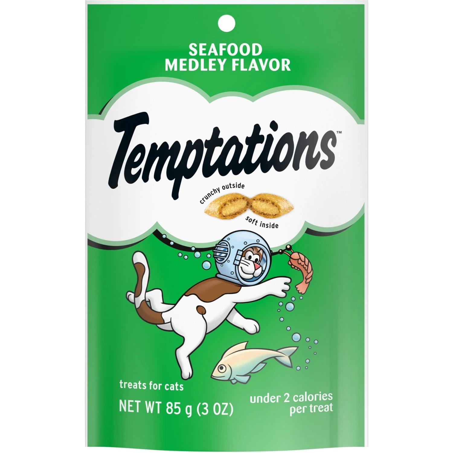 Temptations Classic Seafood Medley Flavor Soft & Crunchy Cat Treats 3 Temptations Classic Seafood Medley Flavor Soft & Crunchy Cat Treats