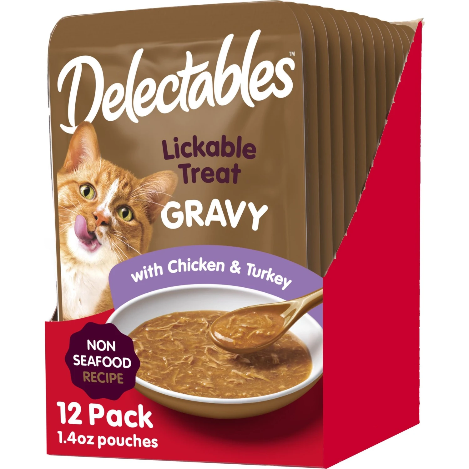 Hartz Delectables Gravy Non Seafood Chicken & Turkey Lickable Cat Treats, 1.4-oz Pouches, 12 Count 3 Hartz Delectables Gravy Non Seafood Chicken & Turkey Lickable Cat Treats, 1.4-oz Pouches, 12 Count