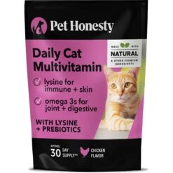 PetHonesty Dual Texture Multivitamin Chews Supplement For Cats, 3.7-oz Bag