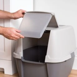 IRIS USA Enclosed Cat Litter Box With Front Door Flap & Scoop, Gray, Jumbo 15 IRIS USA Enclosed Cat Litter Box With Front Door Flap & Scoop, Gray, Jumbo -Trixie || Catit || Nature's Miracle Shop 846614 PT4. AC SS1800 V1683836178