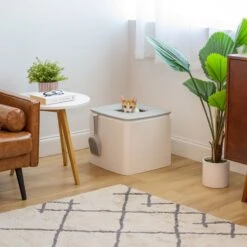 IRIS USA Premium Square Top Entry Cat Litter Box With Scoop, White & Gray, Large -Trixie || Catit || Nature's Miracle Shop 846654 PT4. AC SS1800 V1683836560