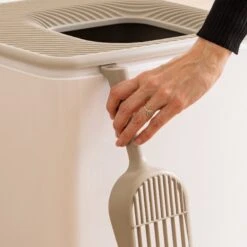 IRIS USA Premium Square Top Entry Cat Litter Box With Scoop, White & Gray, Large -Trixie || Catit || Nature's Miracle Shop 846654 PT7. AC SS1800 V1683836178