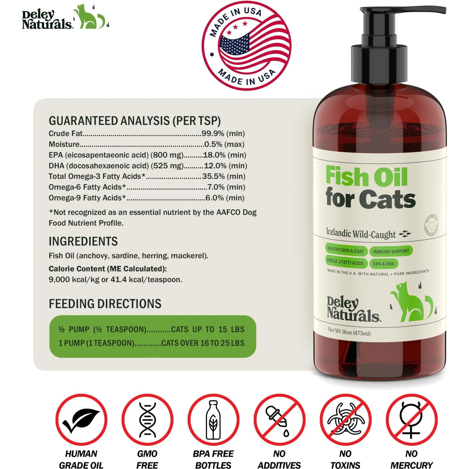 Deley Naturals Fish Oil Cat Supplement, 16-oz Bottle 8 Deley Naturals Fish Oil Cat Supplement, 16-oz Bottle - Image 6