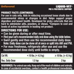 Liquid-Vet Feline Pre & PostBiotic Support Unflavored Cat Digestive Aid, 8-oz Bottle 8 Liquid-Vet Feline Pre & PostBiotic Support Unflavored Cat Digestive Aid, 8-oz Bottle -Trixie || Catit || Nature's Miracle Shop 870182 PT2. AC SS1800 V1685645800