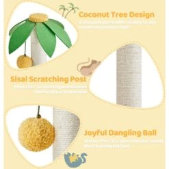 Yaheetech 37-in Coconut Palm Cat Tree, Small, Green & Yellow 15 Yaheetech 37-in Coconut Palm Cat Tree, Small, Green & Yellow -Trixie || Catit || Nature's Miracle Shop 871710 PT4. AC SS1800 V1686250306