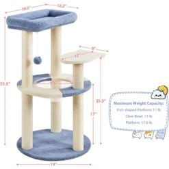 Yaheetech 35.5-in Cat Tree With Space Capsule, Small, Blue & Beige -Trixie || Catit || Nature's Miracle Shop 871726 PT3. AC SS1800 V1686246153