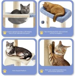 Yaheetech 35.5-in Cat Tree With Space Capsule, Small, Blue & Beige -Trixie || Catit || Nature's Miracle Shop 871726 PT4. AC SS1800 V1686245905