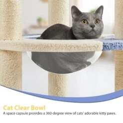 Yaheetech 35.5-in Cat Tree With Space Capsule, Small, Blue & Beige -Trixie || Catit || Nature's Miracle Shop 871726 PT6. AC SS1800 V1686243415