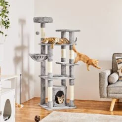 Yaheetech 4-Level Cat Tree, 56.5-in, Medium, Light Gray