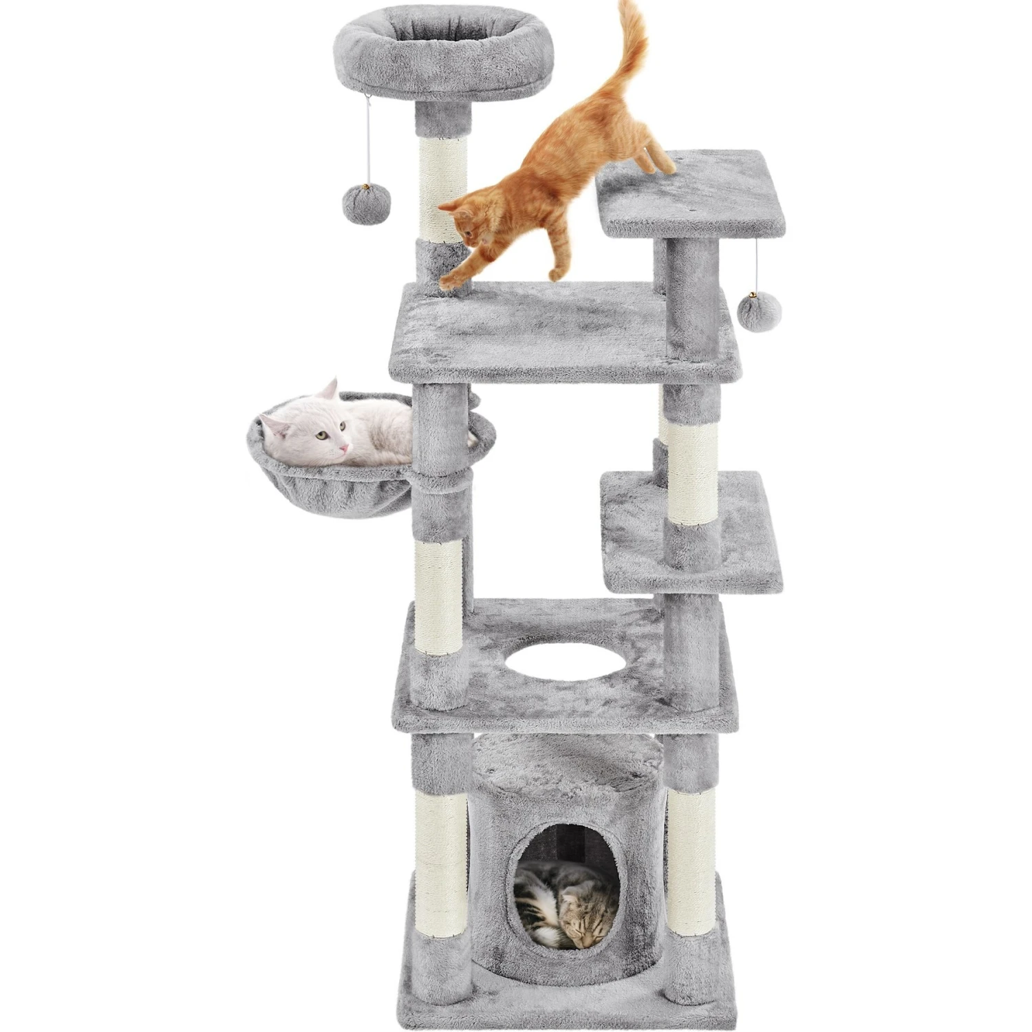 Yaheetech 4-Level Cat Tree, 56.5-in, Medium, Light Gray 4 Yaheetech 4-Level Cat Tree, 56.5-in, Medium, Light Gray - Image 2
