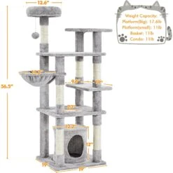 Yaheetech 4-Level Cat Tree, 56.5-in, Medium, Light Gray 11 Yaheetech 4-Level Cat Tree, 56.5-in, Medium, Light Gray -Trixie || Catit || Nature's Miracle Shop 871774 PT2. AC SS1800 V1686246221