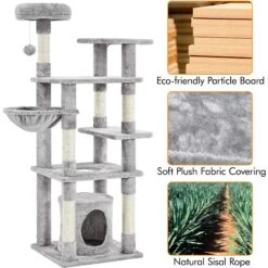 Yaheetech 4-Level Cat Tree, 56.5-in, Medium, Light Gray 13 Yaheetech 4-Level Cat Tree, 56.5-in, Medium, Light Gray -Trixie || Catit || Nature's Miracle Shop 871774 PT4. AC SS1800 V1686249557