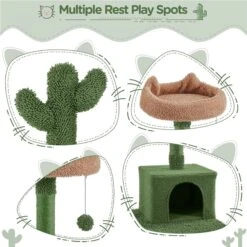 Yaheetech 62.5-in Cactus Cat Tree, Medium, Green & Brown -Trixie || Catit || Nature's Miracle Shop 871822 PT3. AC SS1800 V1688738708