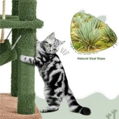 Yaheetech 62.5-in Cactus Cat Tree, Medium, Green & Brown -Trixie || Catit || Nature's Miracle Shop 871822 PT6. AC SS1800 V1688738708