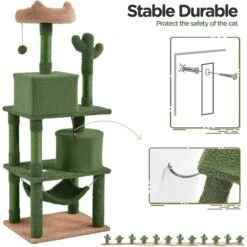 Yaheetech 62.5-in Cactus Cat Tree, Medium, Green & Brown -Trixie || Catit || Nature's Miracle Shop 871822 PT8. AC SS1800 V1688738707