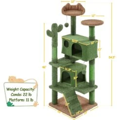 Yaheetech 54.5-in Cactus Cat Tree, Medium, Green & Brown -Trixie || Catit || Nature's Miracle Shop 871870 PT2. AC SS1800 V1688738705