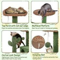 Yaheetech 54.5-in Cactus Cat Tree, Medium, Green & Brown -Trixie || Catit || Nature's Miracle Shop 871870 PT3. AC SS1800 V1688738705