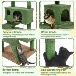 Yaheetech 54.5-in Cactus Cat Tree, Medium, Green & Brown -Trixie || Catit || Nature's Miracle Shop 871870 PT4. AC SS1800 V1688738706