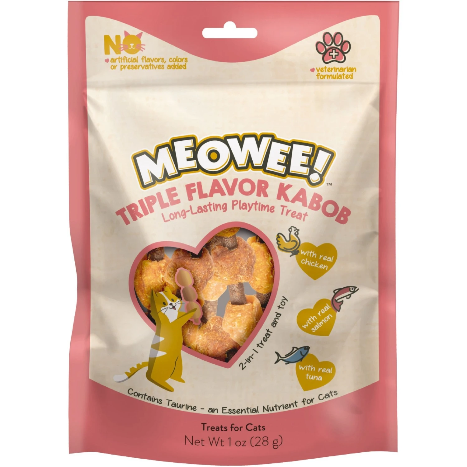 Meowee! Triple Flavor Kabobs With Real Chicken, Salmon & Tuna Cat Treat 3 Meowee! Triple Flavor Kabobs With Real Chicken, Salmon & Tuna Cat Treat