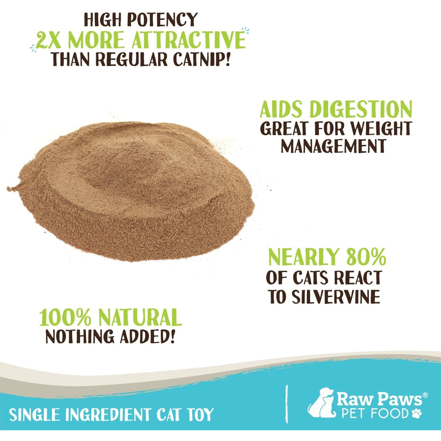 Raw Paws All-Natural Silvervine Powder For Cats, 2.6-oz Jar 4 Raw Paws All-Natural Silvervine Powder For Cats, 2.6-oz Jar - Image 2