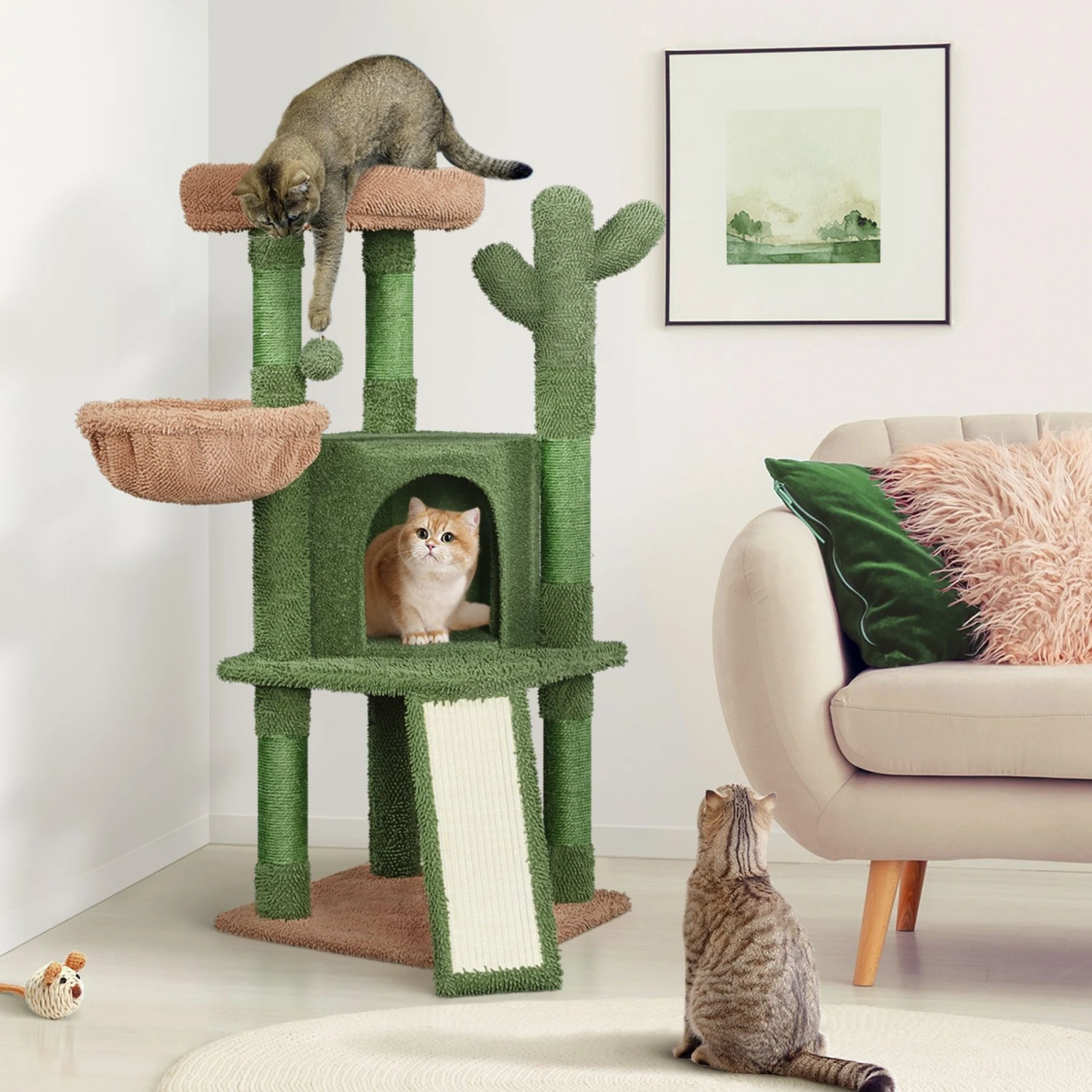 Yaheetech Cactus 42-in Plush Cat Tree 3 Yaheetech Cactus 42-in Plush Cat Tree