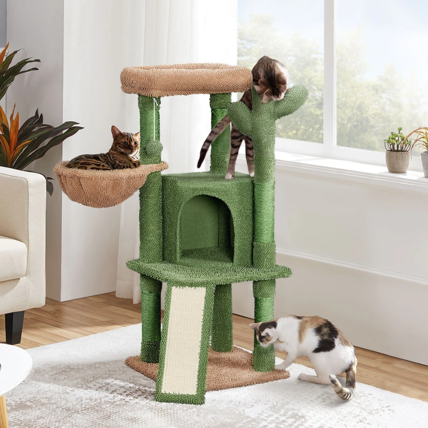 Yaheetech Cactus 42-in Plush Cat Tree 4 Yaheetech Cactus 42-in Plush Cat Tree - Image 2