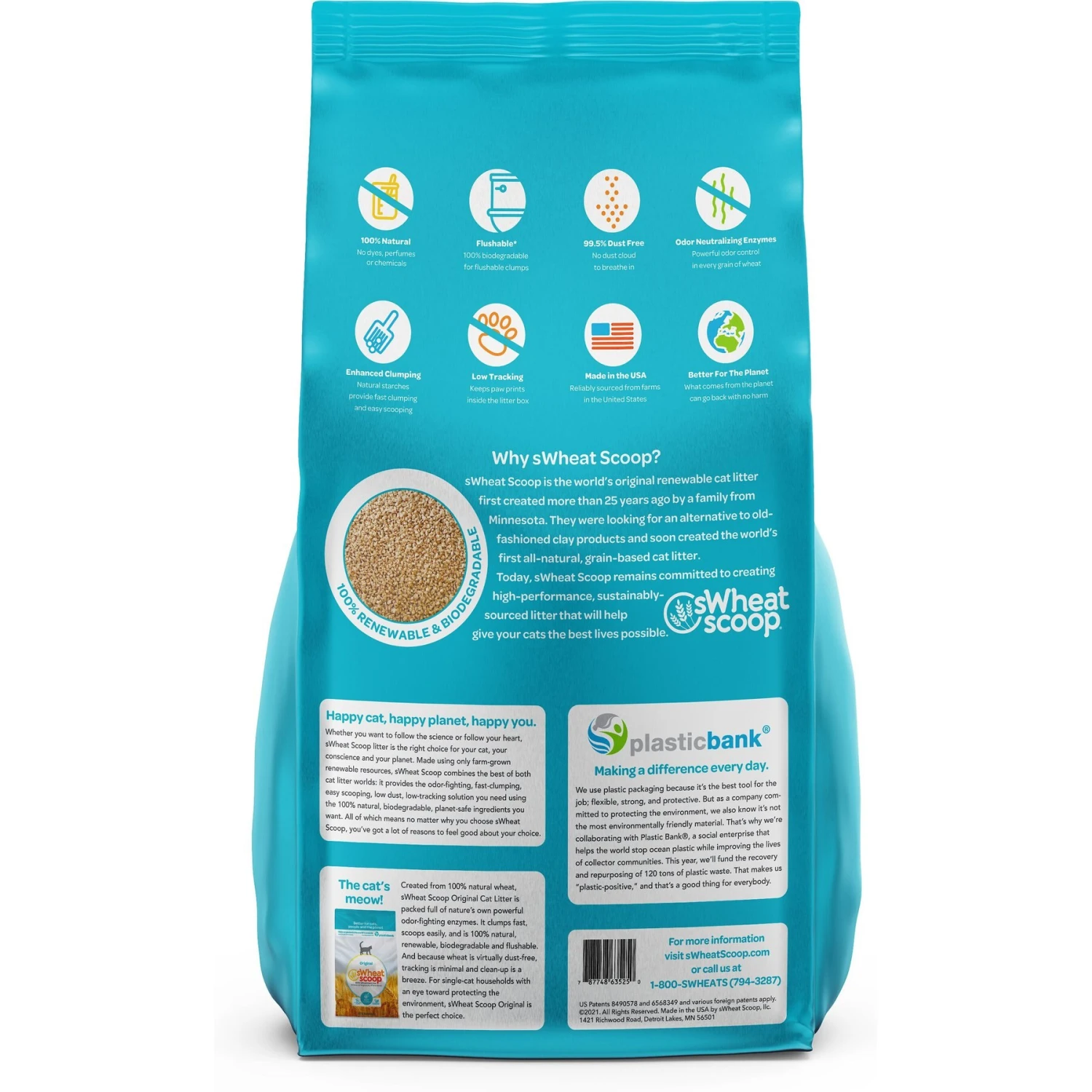 SWheat Scoop Fast-Clumping Unscented Natural Clumping Wheat Cat Litter 4 SWheat Scoop Fast-Clumping Unscented Natural Clumping Wheat Cat Litter - Image 2