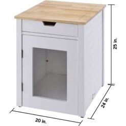 TRINITY 20-in Enclosure End Table With Drawer Cat Litter Box, White, Small -Trixie || Catit || Nature's Miracle Shop 940742 PT3. AC SS1800 V1692303038