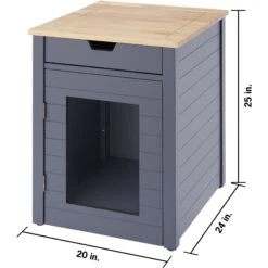 TRINITY 20-in Enclosure End Table With Drawer Cat Litter Box, Dark Grey, Small -Trixie || Catit || Nature's Miracle Shop 943606 PT5. AC SS1800 V1692302979