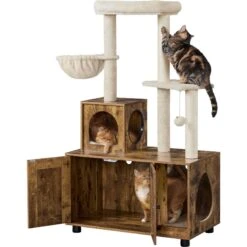 Yaheetech Cat Litter Box Enclosure Cat Tree & Condo, Rustic Brown & Beige -Trixie || Catit || Nature's Miracle Shop 953326 PT1. AC SS1800 V1695056787