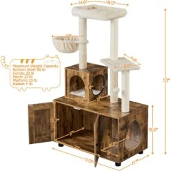 Yaheetech Cat Litter Box Enclosure Cat Tree & Condo, Rustic Brown & Beige -Trixie || Catit || Nature's Miracle Shop 953326 PT2. AC SS1800 V1695056786