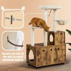 Yaheetech Cat Litter Box Enclosure Cat Tree & Condo, Rustic Brown & Beige -Trixie || Catit || Nature's Miracle Shop 953326 PT5. AC SS1800 V1695056787