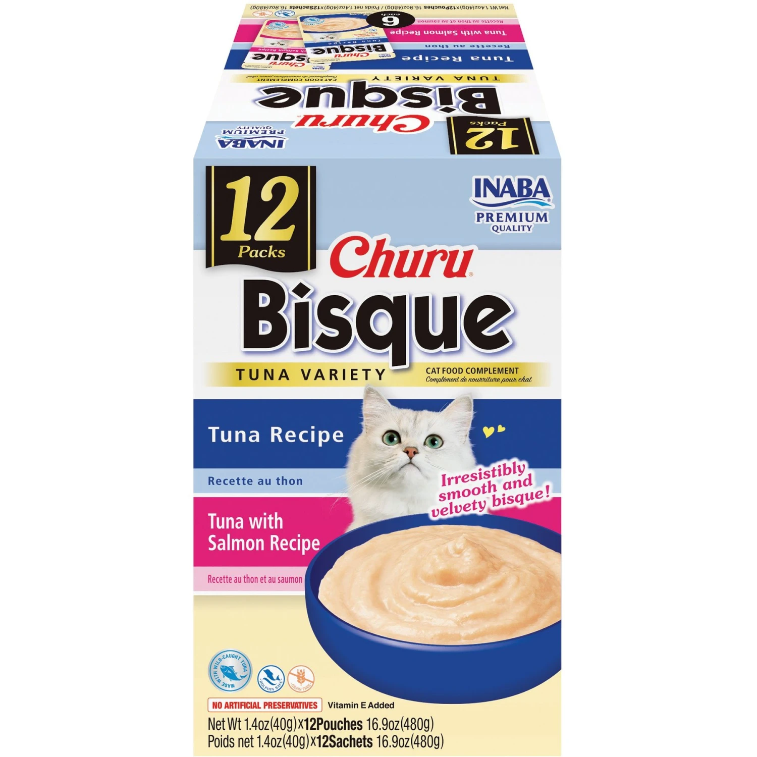 Inaba Churu Bisque Tuna Variety Pack Lickable Cat Treat, 1.4-oz Tube, 12 Count 3 Inaba Churu Bisque Tuna Variety Pack Lickable Cat Treat, 1.4-oz Tube, 12 Count