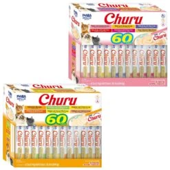 Inaba Churu Tuna Variety Creamy Puree Grain-Free Lickable Cat Treats & Inaba Churu Chicken Variety Creamy Puree Grain-Free Lickable Cat Treats