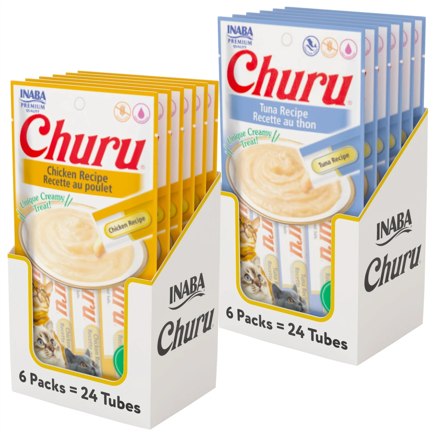 Inaba Churu Grain-Free Tuna Puree Lickable Cat Treat & Inaba Churu Grain-Free Chicken Puree Lickable Cat Treat 3 Inaba Churu Grain-Free Tuna Puree Lickable Cat Treat & Inaba Churu Grain-Free Chicken Puree Lickable Cat Treat