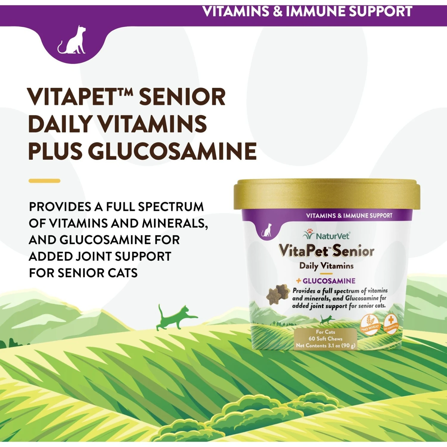 NaturVet VitaPet Senior Daily Vitamins Plus Glucosamine Cat Supplement 5 NaturVet VitaPet Senior Daily Vitamins Plus Glucosamine Cat Supplement - Image 3